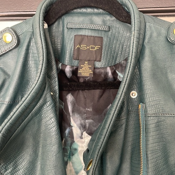 ASOS Teal Leather Jacket for Women - Picture 2 of 10